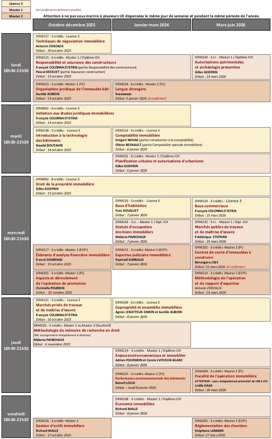 calendrier hybride 25-26