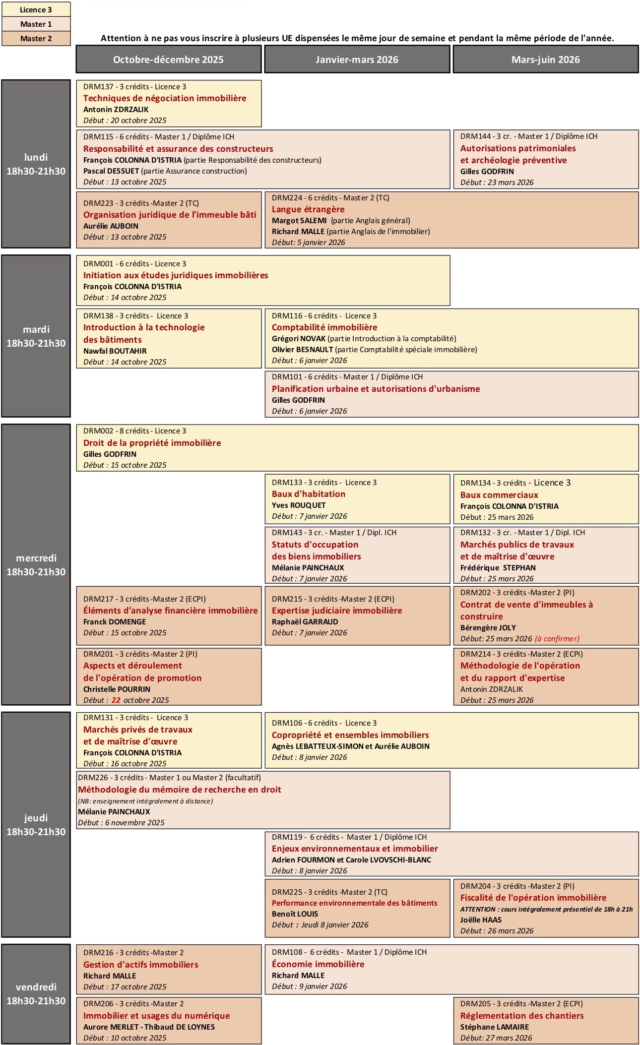 calendrier hybride 25-26