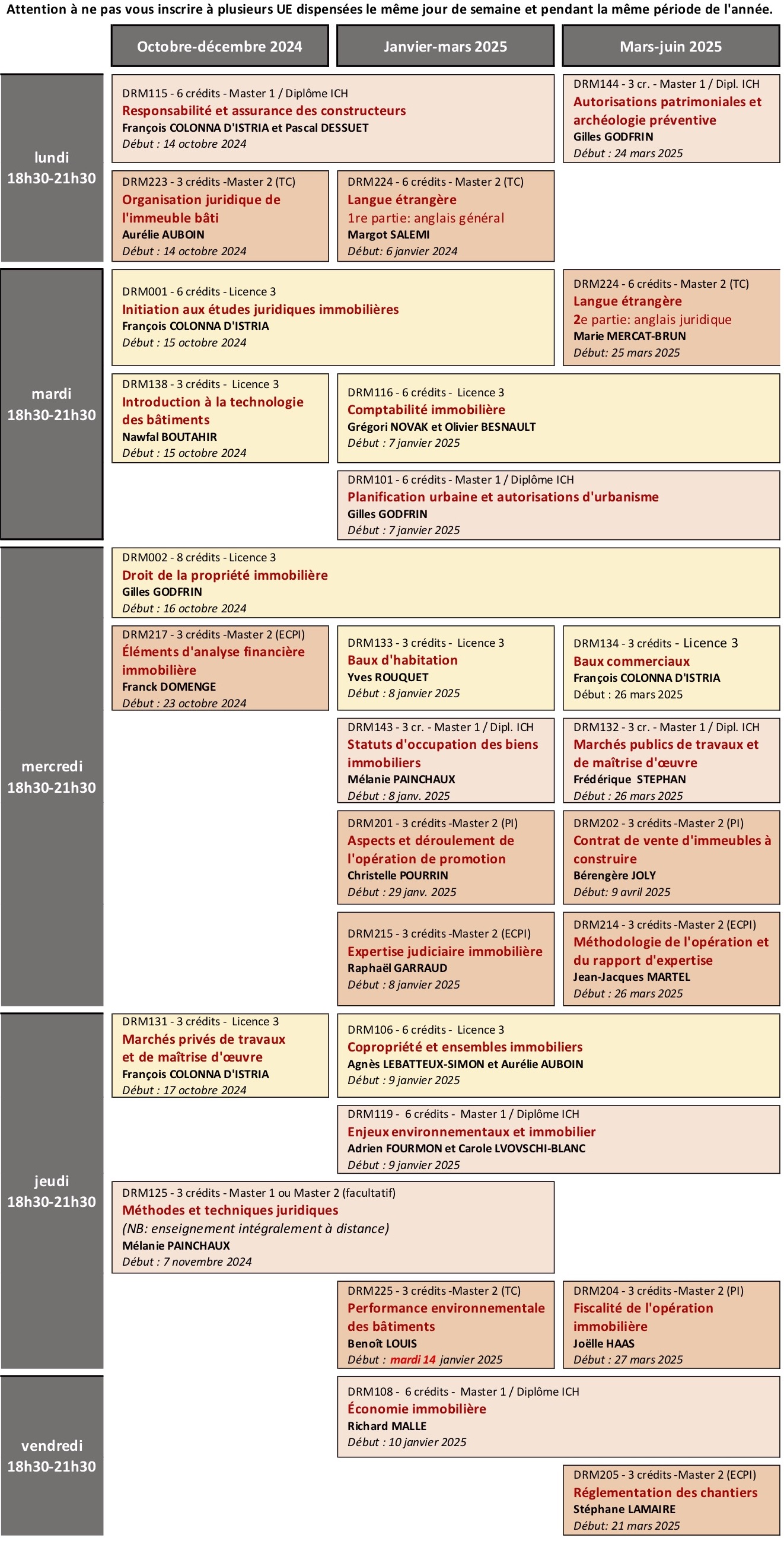 Calendrier 24-25 hybride