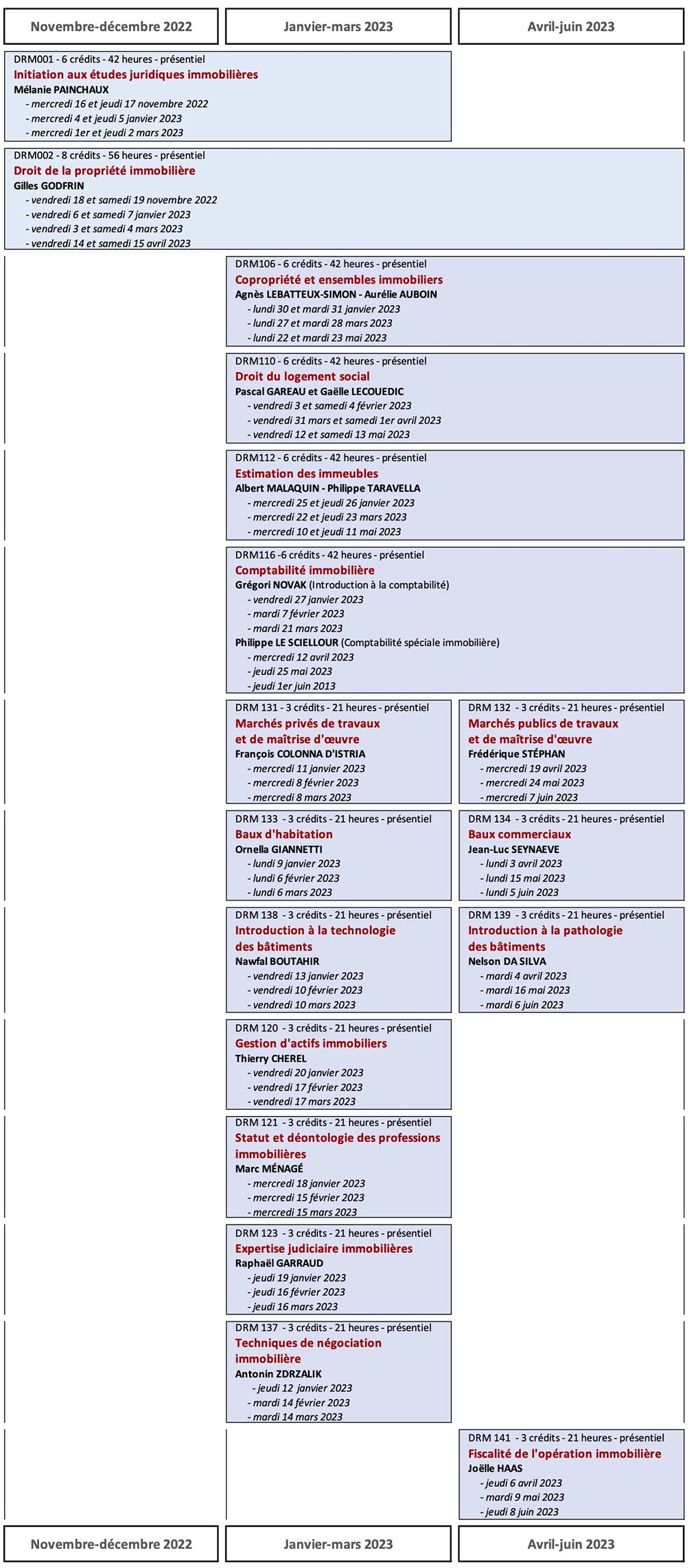 calendrier JB 22-23